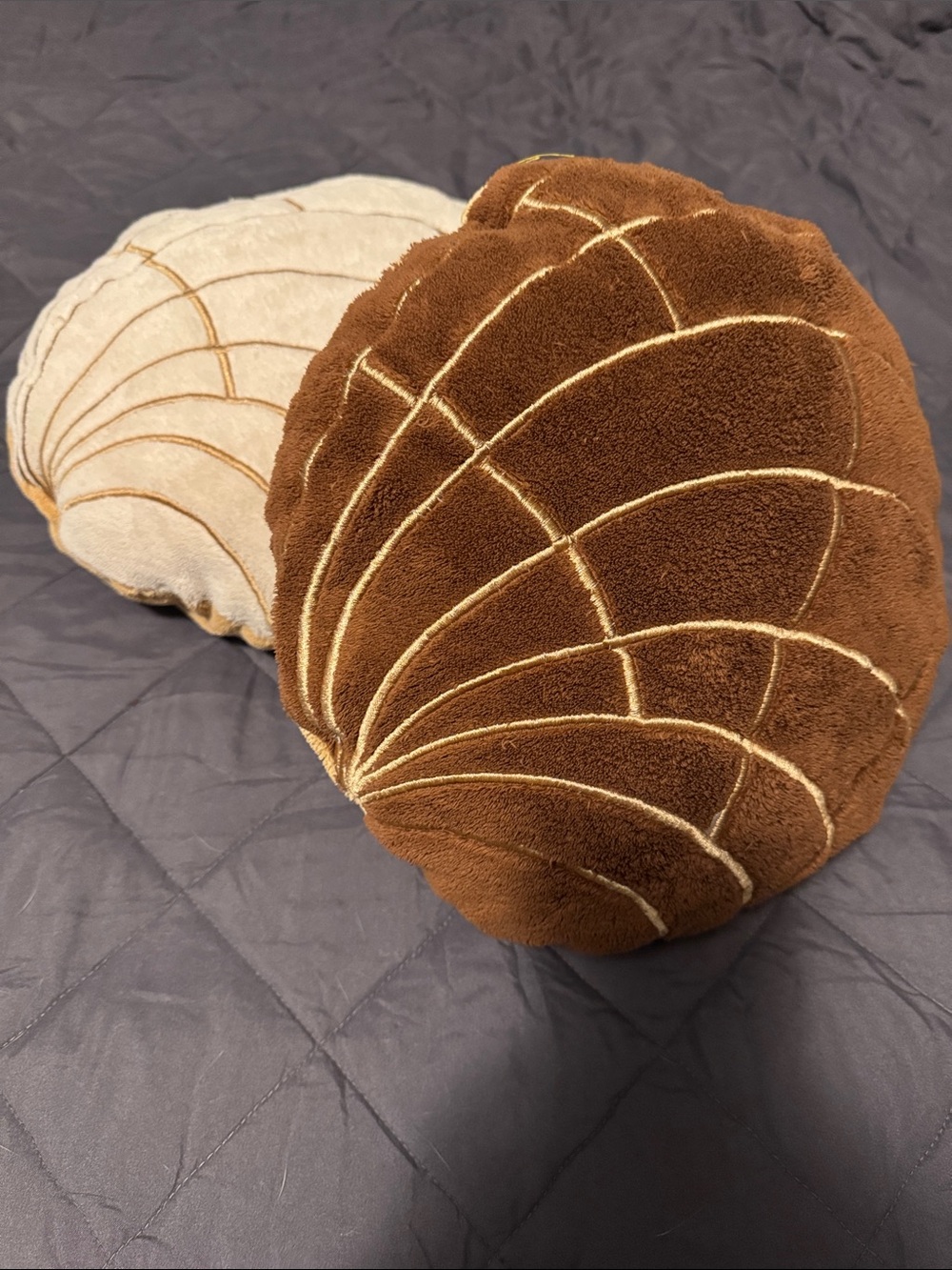 Shell- Concha Shaped Decorative Pillows Pair in Brown and Cream